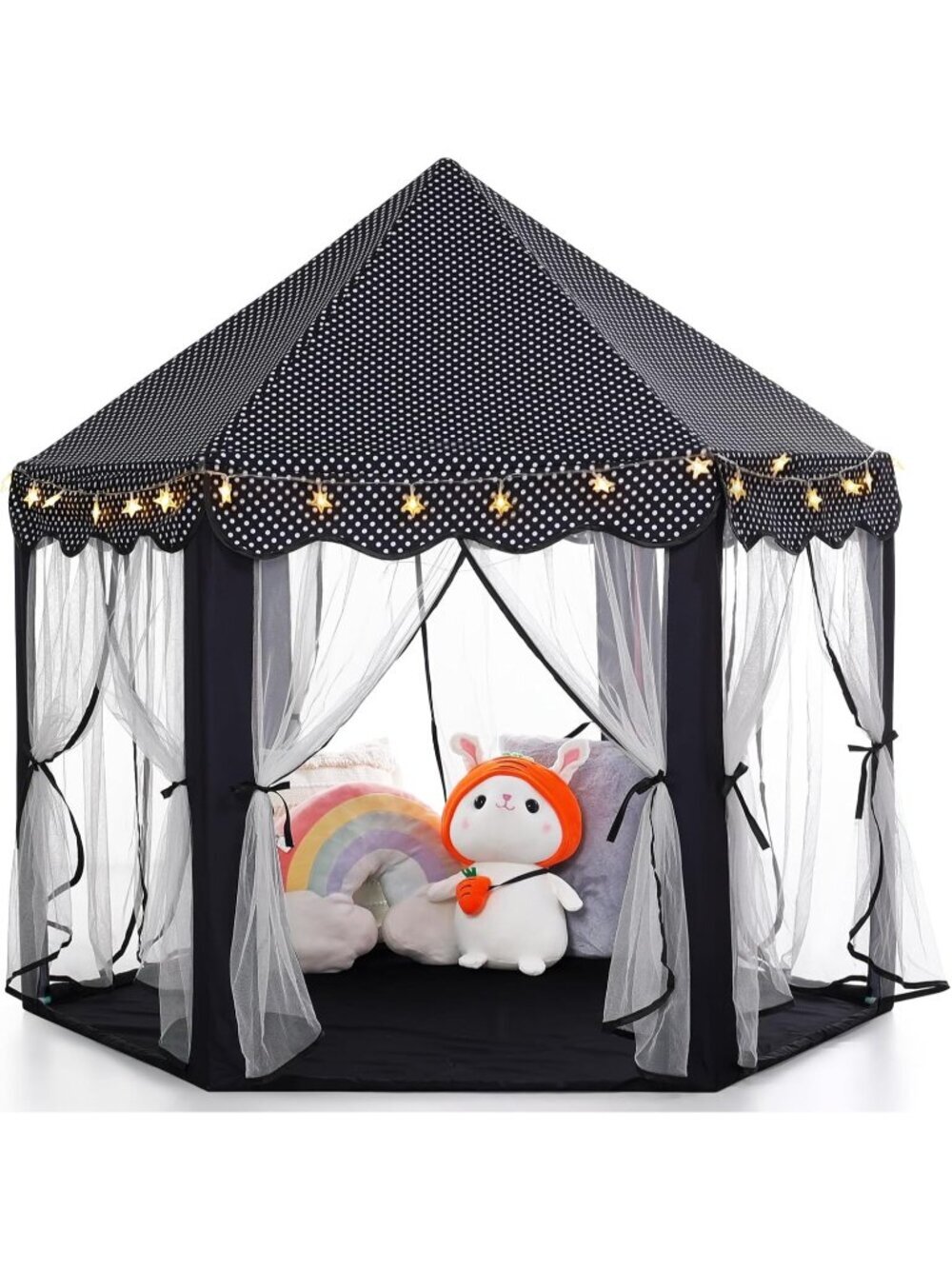 Kids Black Play Tent with Star Light Toy Indoor and Outdoor Games 55'' x 53''